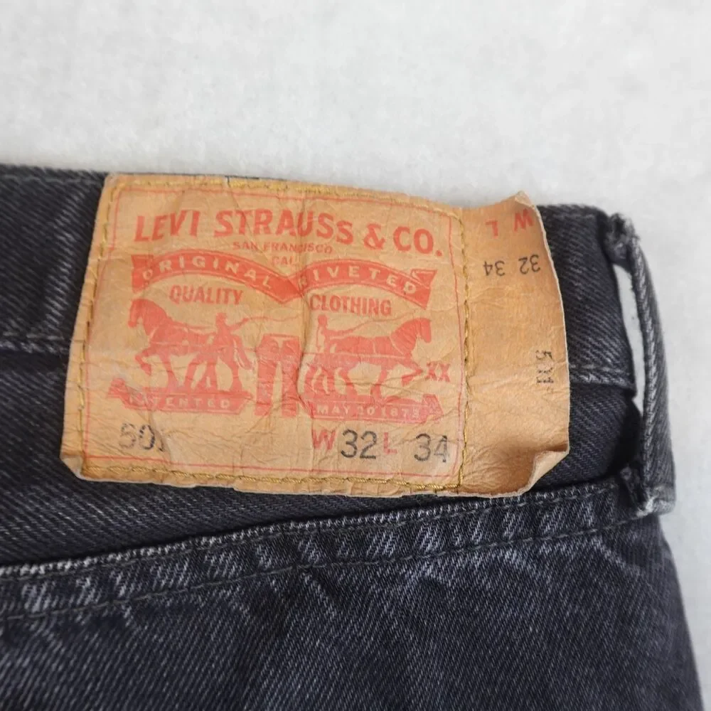 Levi’s 501 Jeans Original Fit Mens 32x34 Black Straight Button Fly Denim